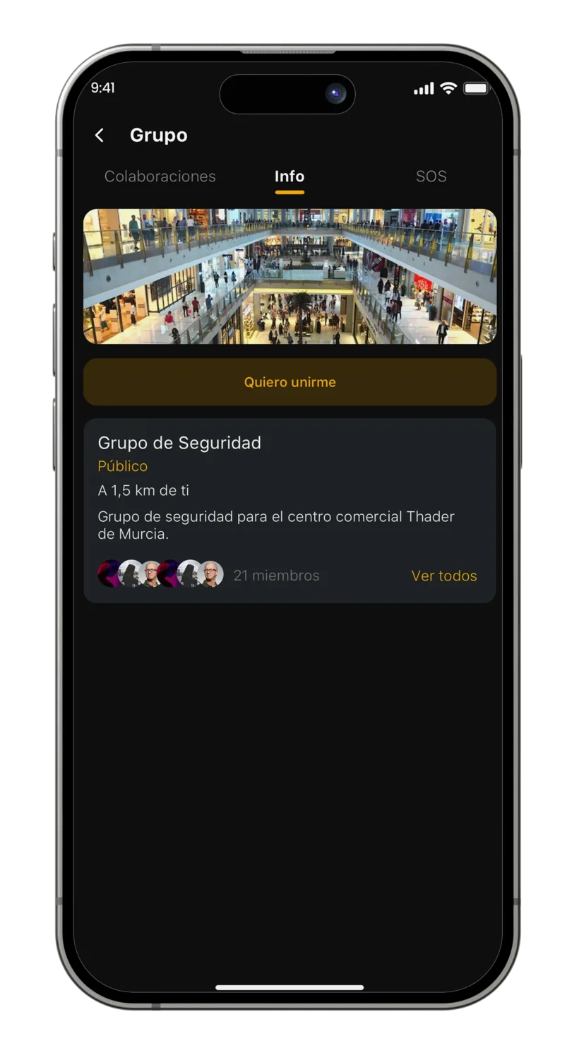 Pantalla real de Civvie: ficha de un grupo de seguridad